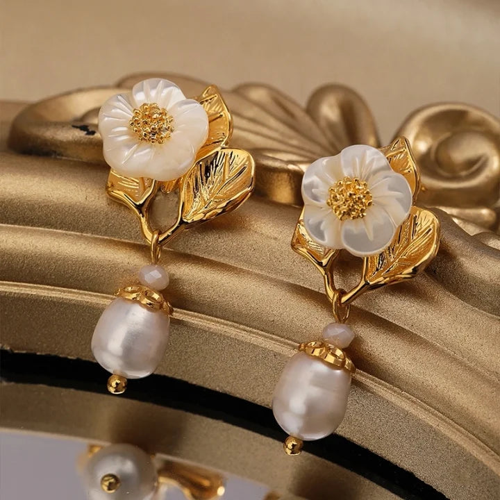 JEMIMAH Floral Pearl-Drop Earrings