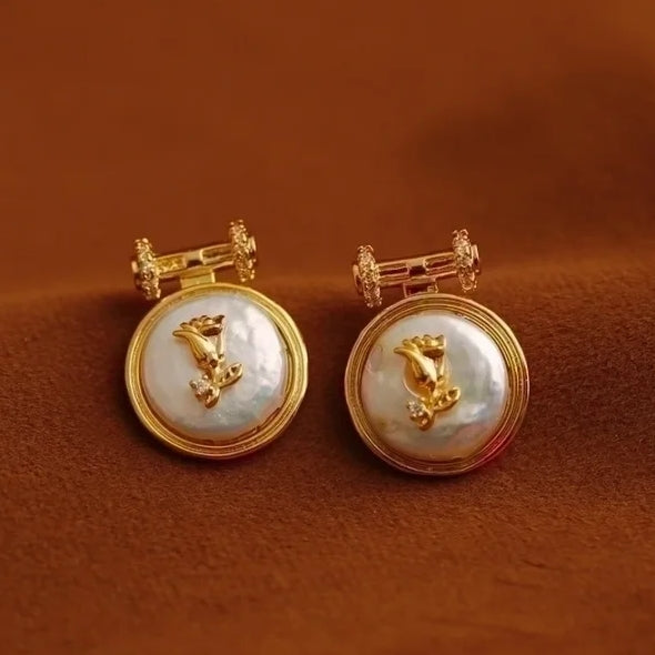 ESTHER (18k Gold Filled/Plated Tulip Pearl) Earrings